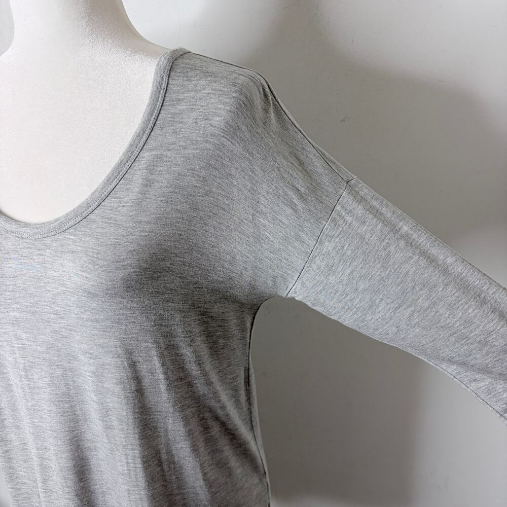 Loft Women’s Tunic Top S Gray Long Sleeve Scoop Neck Dropped Shoulder T-Shirt - Picture 3 of 7